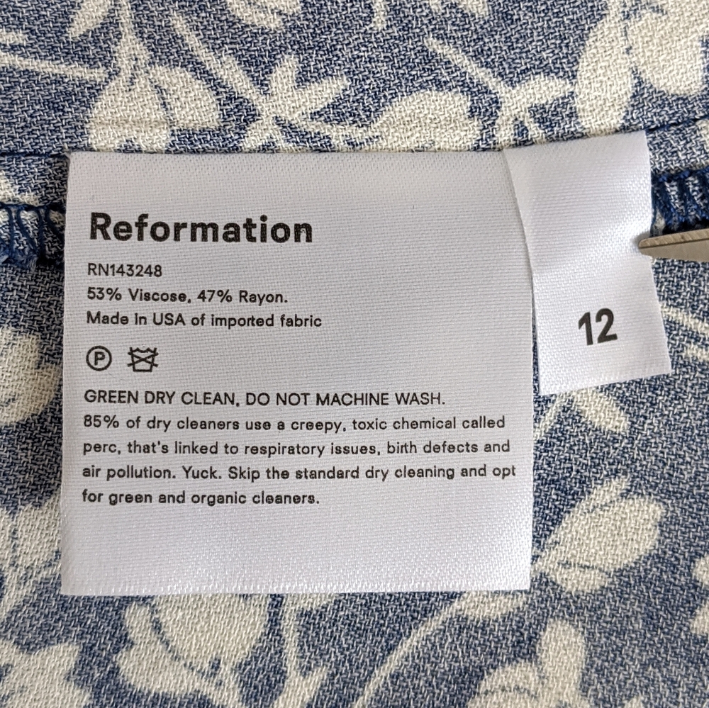 🆕 Reformation Fauna Blue Button Midi Dress Sz 12 - Picture 8 of 10